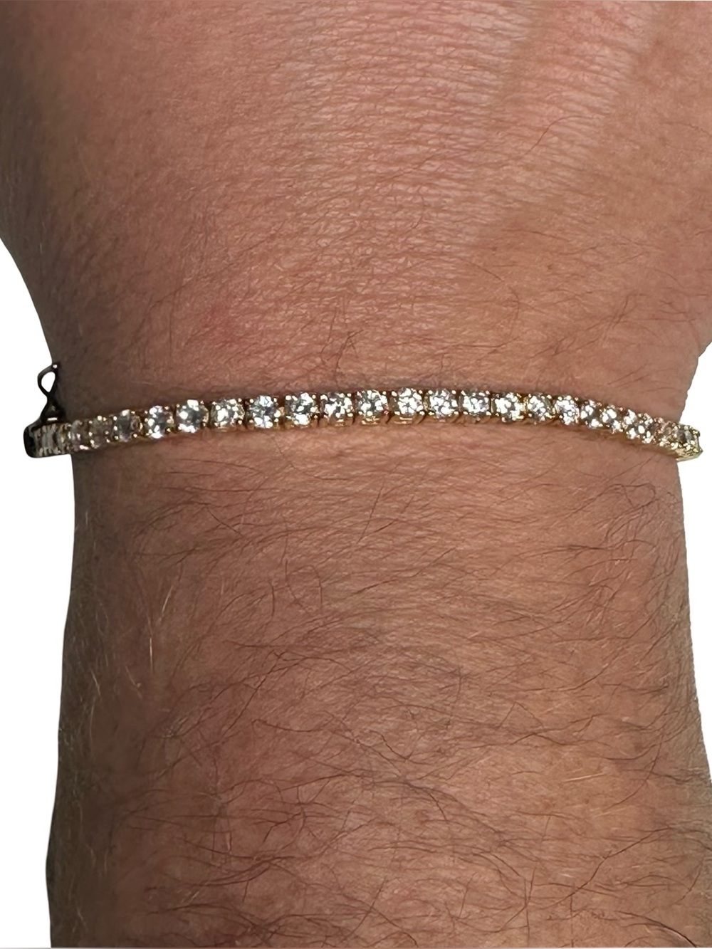 Classic Gold Tennis Bracelet with Clear Stones - Women's Jewelry